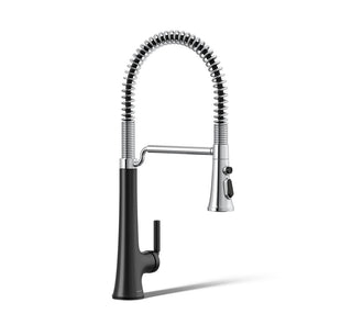 KOHLER 23765-CBL Tone Semi-Professional Kitchen Faucet, Matte Black/Polished Chrome