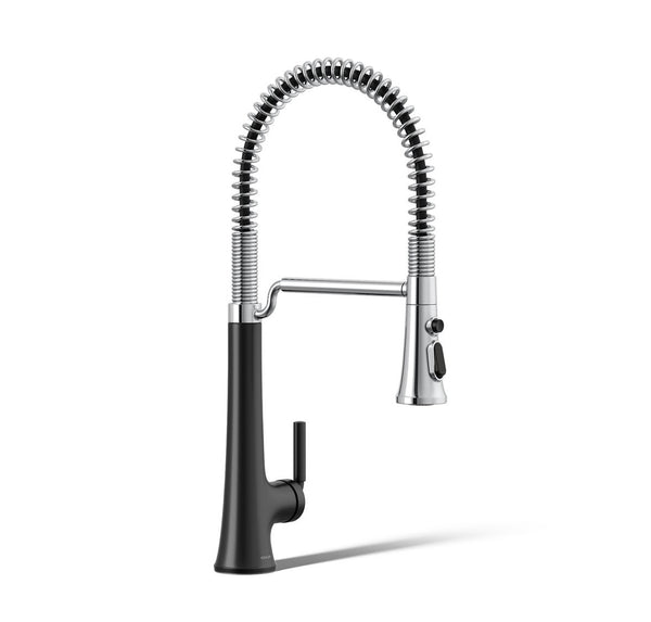 KOHLER 23765-CBL Tone Semi-Professional Kitchen Faucet, Matte Black/Polished Chrome