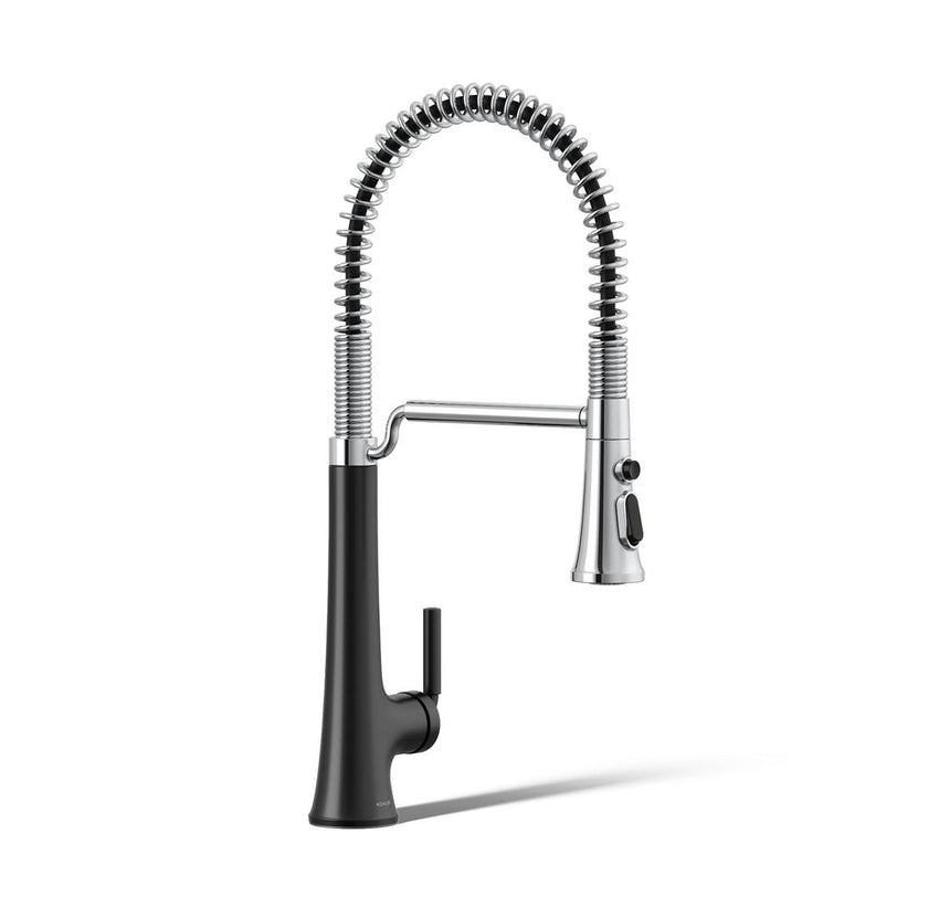 KOHLER 23765-CBL Tone Semi-Professional Kitchen Faucet, Matte Black/Polished Chrome