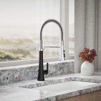 KOHLER 23765-CBL Tone Semi-Professional Kitchen Faucet, Matte Black/Polished Chrome