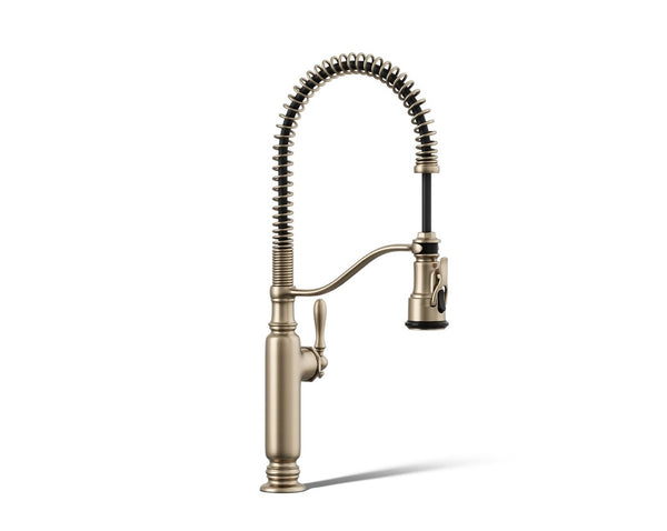 KOHLER K-77515-BV Tournant Semi-Professional Pull-Down Kitchen Sink Faucet, Commercial Kitchen Faucet with Pull-Down Sprayer, Vibrant Brushed Bronze