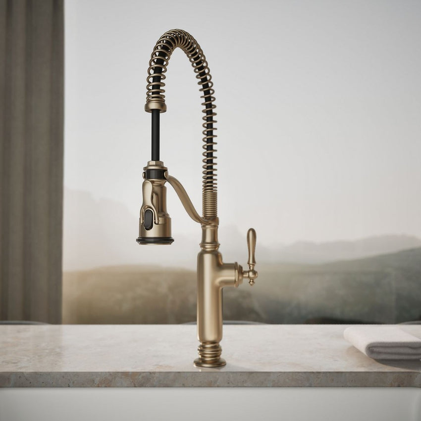 KOHLER K-77515-BV Tournant Semi-Professional Pull-Down Kitchen Sink Faucet, Commercial Kitchen Faucet with Pull-Down Sprayer, Vibrant Brushed Bronze