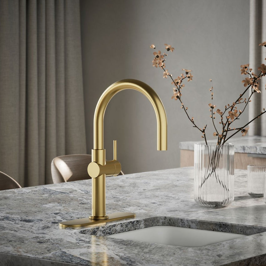 KOHLER 22975-2MB Crue Bar Faucet, Kitchen Bar Faucet for Sink, Vibrant Brushed Moderne Brass